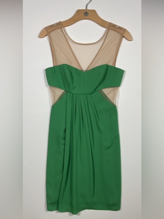 BCBGMaxAzria Dresses & Skirts - BCBGMaxAzria Green Dress with Nude Mesh Insets